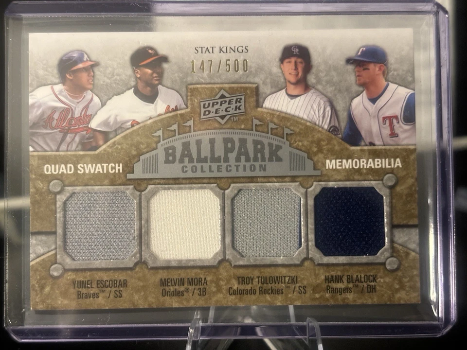 Escobar / Mora /Tulowitzki / Blalock 2009 UD Ballpark Quad Swatch #147 /500 - Image 2 of 4