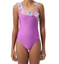 NEW Speedo Girls One Piece Floral Swimsuit UPF 50 Chlorine Resistant Size M