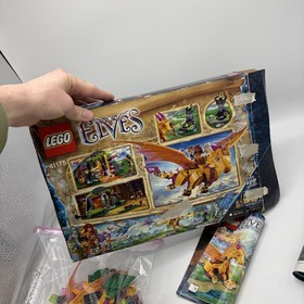 LEGO Elves Fire Dragon's Lava Cave 41175 - 99% Complete, missing 1 Minifig