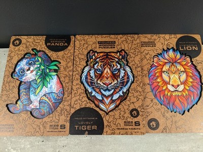Set of 3 UNIDRAGON Animal Puzzles Lovely TIGER LION PANDA - ALL PIECES HERE!