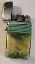 Vintage Scripto Vu-Lighter Fishing Fly Lure Clear Green Novelty 1950s