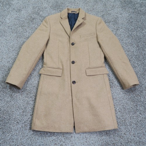 NWT J Crew Coat Mens 36 Beige Thompson Wool Overcoat Quilted Lined Topcoat Slim
