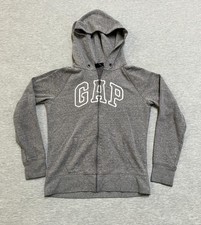 Gap Hoodie Mens Small Gray Full Zip Fleece Logo Sweatshirt Casual Athletic