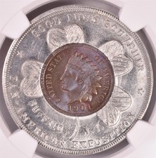 1901 Indian Cent Encased NY L-EC01B Pan American Expo - NGC MS64 