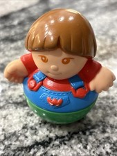 Vintage 1987 Playskool Weeble Wobble Farmer Brown Hair Blue Overhauls