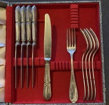 5x Messer & 5xGabeln | Bergmann Solingen | 90er Silber, versilbert m. Karton