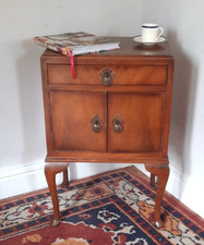 Vintage Art Deco Era Walnut Bedside Cabinet Single With Top Drawer