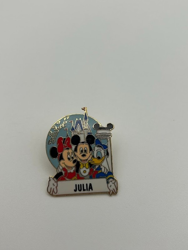 JULIA Walt  Disney World Personalized Name Pin Minnie Mickey Donald Duck