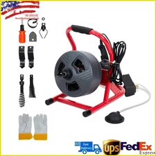 50Ft x 5/16" Drain Cleaner Machine Drain Auger Sewer Snake Plumbing with Cutters