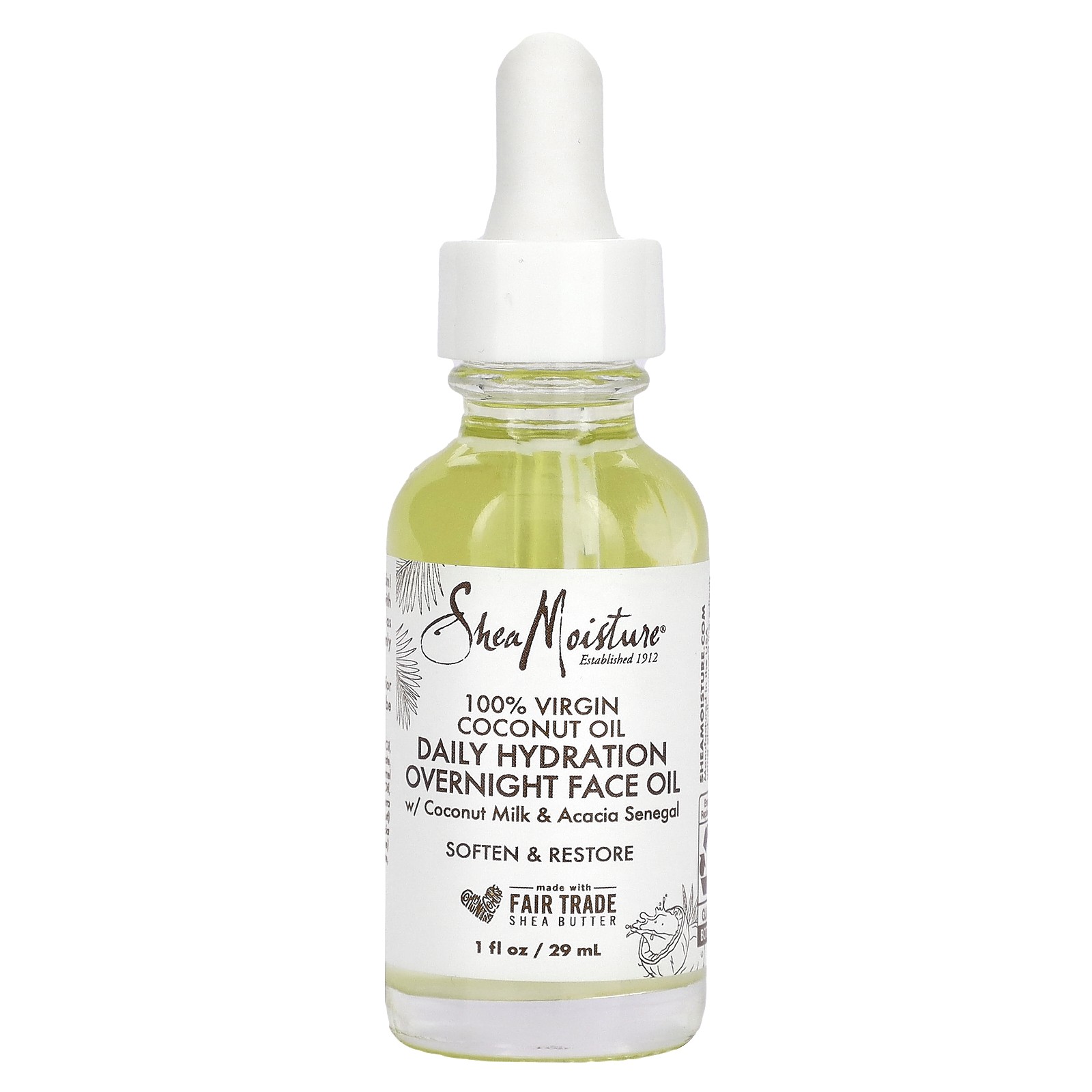 100 Кокосовое масло первого отжима ежедневное увлажняющее масло для лица на ночь 1 жидкая унция 29 мл 2590₽