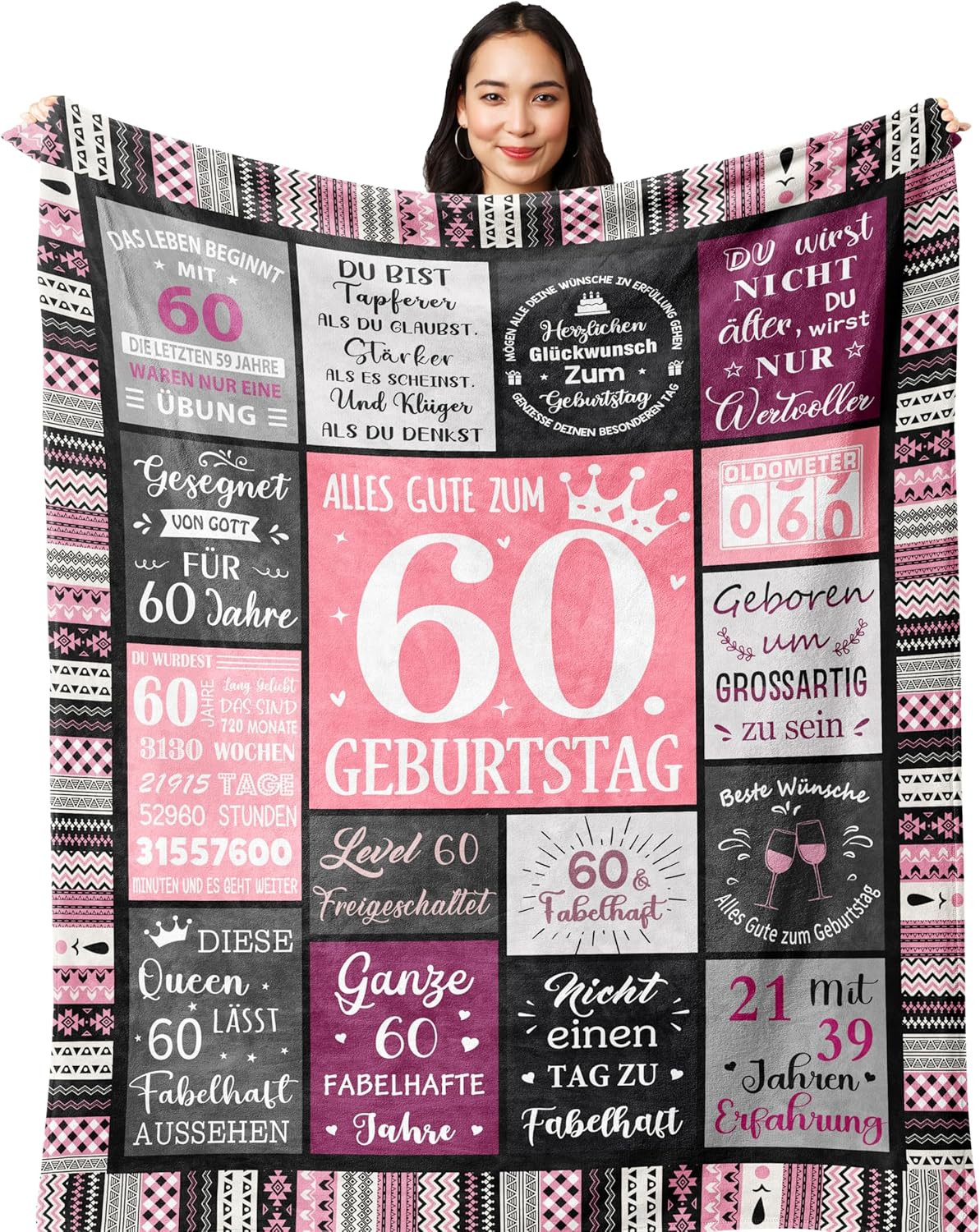 Geschenkideen zum 60. Geburtstag für Frauen - Decke 150x130CM Dekoration