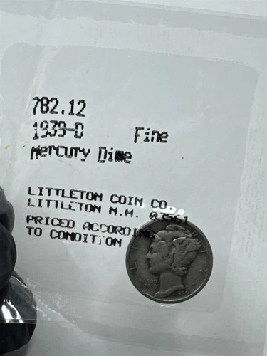 1939-D Mercury Dime Fine Condition Scarce Coin ~ Littleton Coin Co