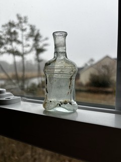 1850s Crude Cologne Perfume Bottle Open Pontil Small Flat Bottle Pre Civil War