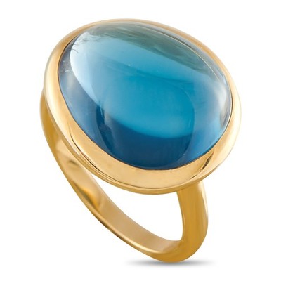 Fred of Paris Belles Rives 18K Yellow Gold London Blue Topaz Ring FP09-050426