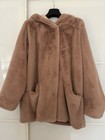 Fellimitat Teddy Plüsch Winter Jacke Gr. M Neu Puderfarben B. Alvisi Kapuze