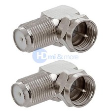 F Type Right Angle 90 Degree Connector Adapter Plug Coax HD RG59 RG6 - LOT of 2