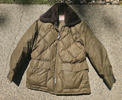 VTG 70s Schott NYC Goose Down Diamond Quilted Puffer Coat Jacket USA Made Mens L