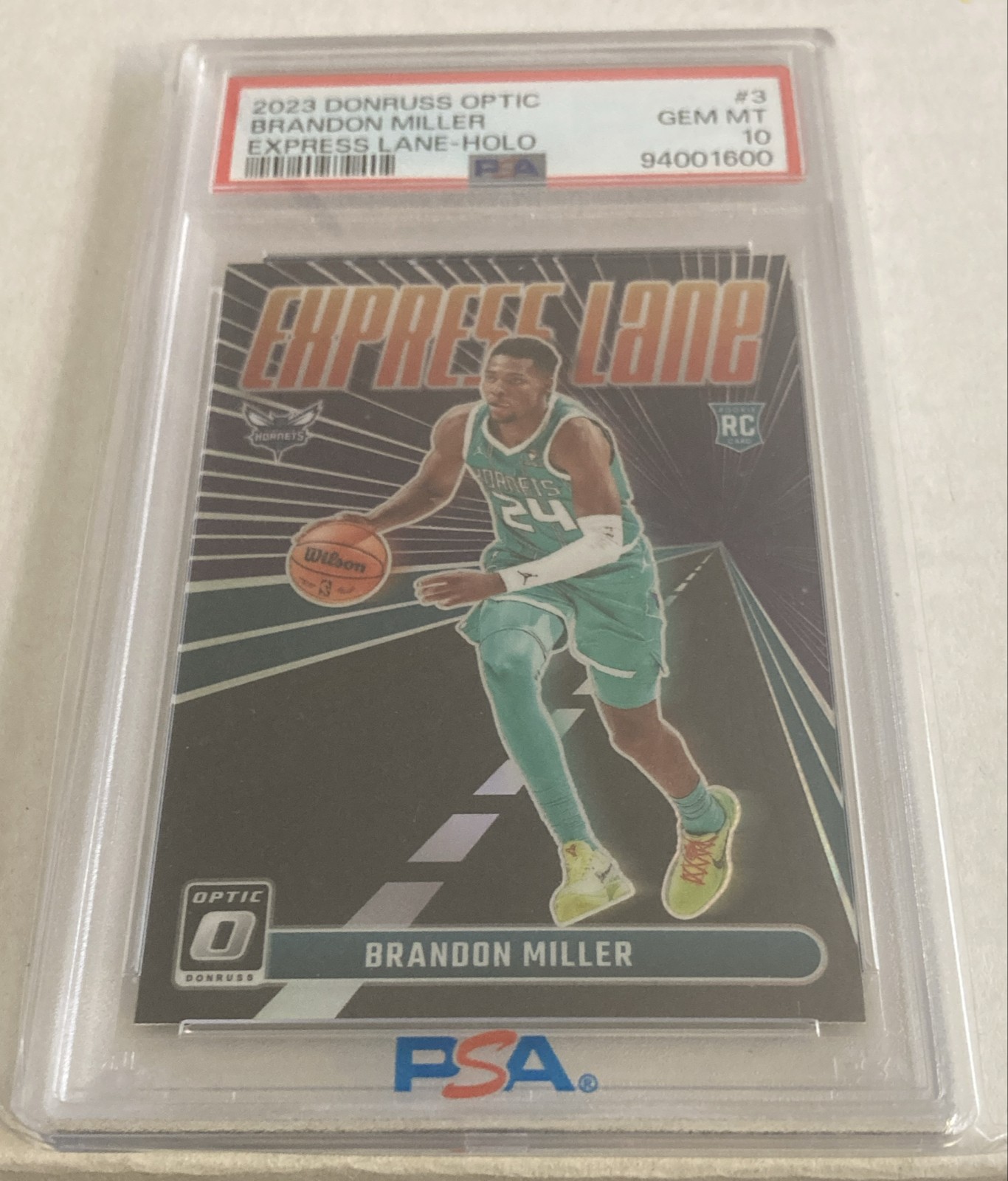 2023 Donruss Optic - Express Lane Brandon Miller #3 Holo Prizm (RC) PSA 10