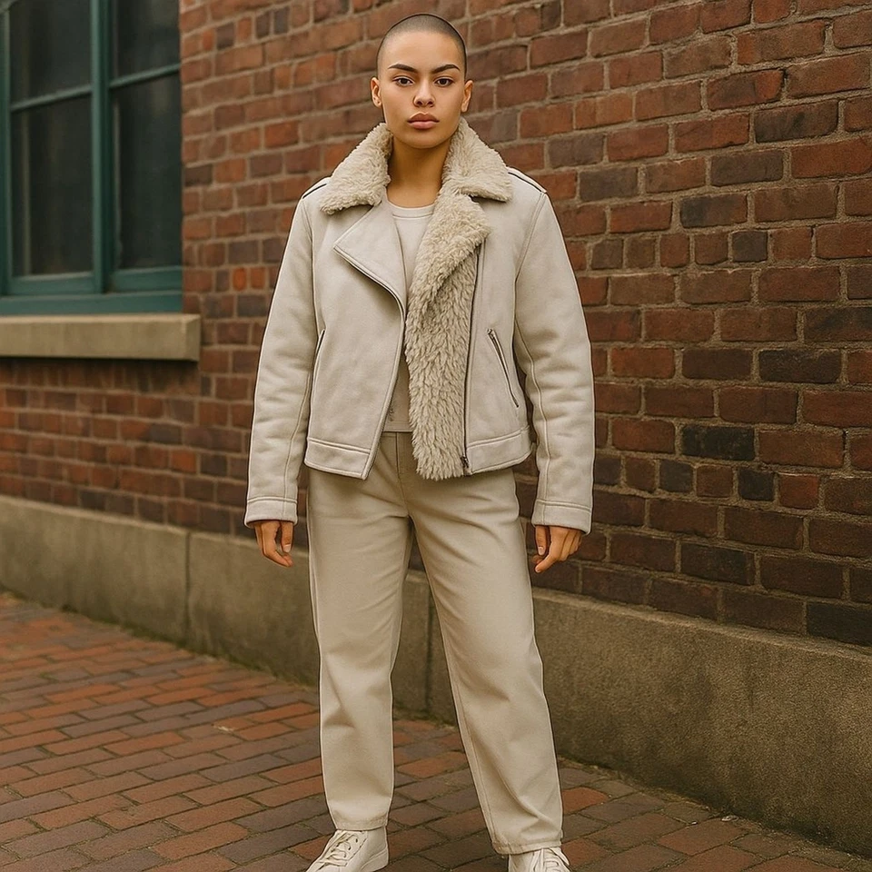 Chaqueta corta Joujou imitación gamuza cuero y piel moto motocicleta Penny Lane XL Foto 2 de 4