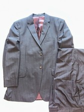 Daniel Hechter Suit Mens 42R Dark Grey Pinstripe 2 Button 100%Wool Pants 36Wx32L