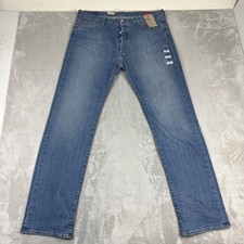 Levi's 501 Original Fit Jeans Mens 38x34 Straight Button Fly Light Wash Stretch