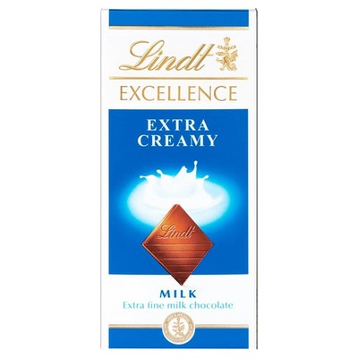 LINDT EXCELLENCE EXTRA CREAMY MILK CHOCOLATE BAR, 100g