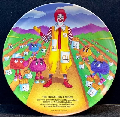 Vintage 1989 McDonald's Ronald in  The French Fry Garden Plate 36 Years Old