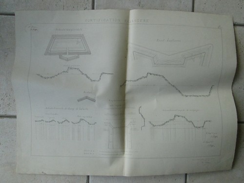 26 planches FORTIFICATIONS : plans MS, planches imprimées, 1875/1877. - Picture 5 of 20