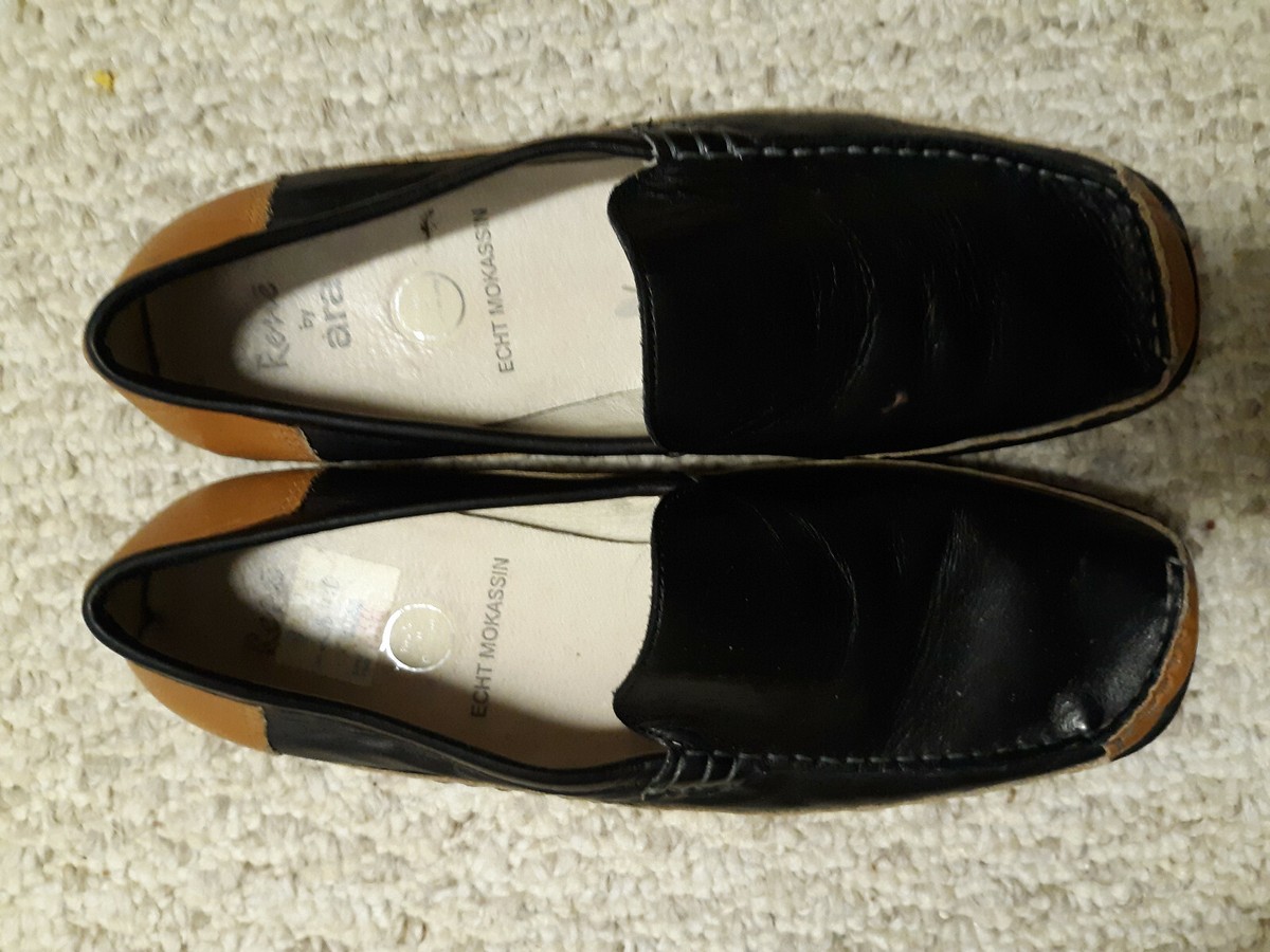 RENE by ARA Beige Brown Leather Men\'s Size 8 Loafers ECHT MOKASSIN Germany Shoes Rene by ARA Slip on Moccasins Brown Leather Croc print  main image 3