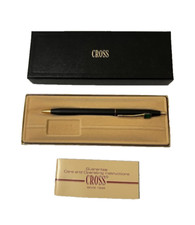 Vintage Cross 2502 Classic Black Ball Pen with Case Green Logo RARE
