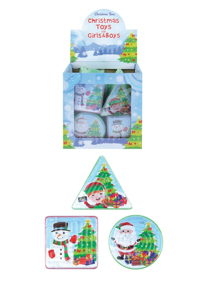 6 CHRISTMAS PUZZLE PINBALL MAZES KIDS STOCKING FILLERS BOYS GIRLS PARTY BAGS TOY - Image 2 of 4