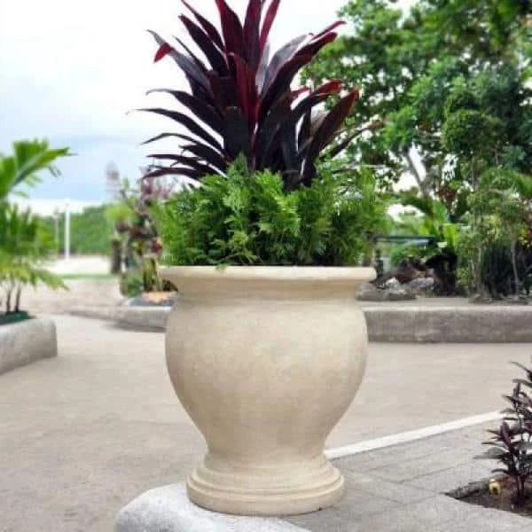 Urna MPG Plantadora 20" Piedra Fundida Mediterránea Fibra de Vidrio Urna Griega en Piedra Caliza Foto 2 de 4