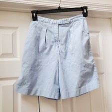 Vintage IZOD Lacoste Shorts Culottes High Waisted Light Blue Cotton Sz 12 AS IS