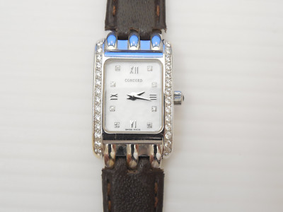 GENUINE CONCORD SOLID 18K WHITE GOLD DIAMOND CASE DIAL Veneto LADIES 17MM TANK