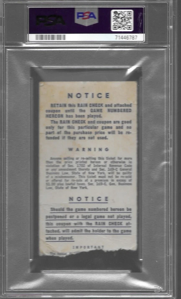 Boleto del Juego 3 de la Serie Mundial 1951 PSA 2 - Willie Mays First WS Hit Foto 2 de 2