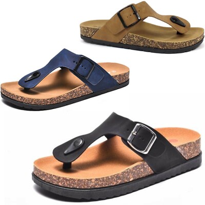 HERRENSCHUHE ZEHENTRENNER SANDALEN SLIPPER KEILABSATZ CLOGS PLATEAU Fußbett BJB-1839