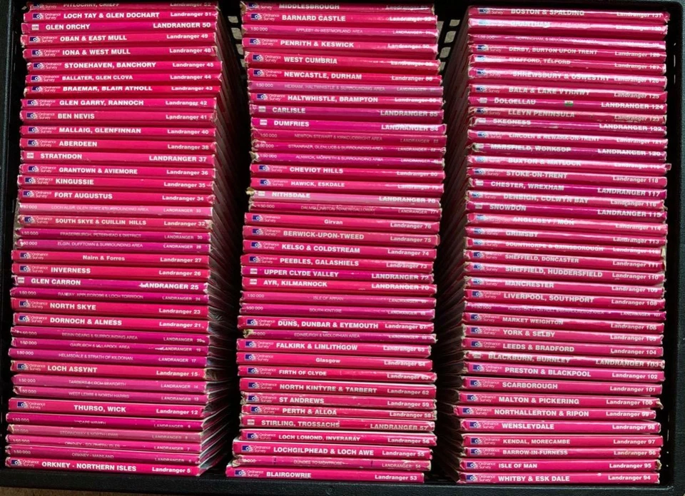 Ordnance Survey 1:50,000 (Landranger) Maps, red spines, VG, choose one or more - Image 1 of 1