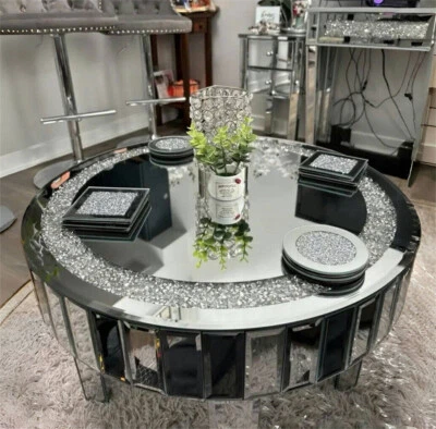 Couchtisch Beistelltisch 60cm rund verspiegelte Glas Wohnzimmertisch Diamant Dec - Bild 1 von 4