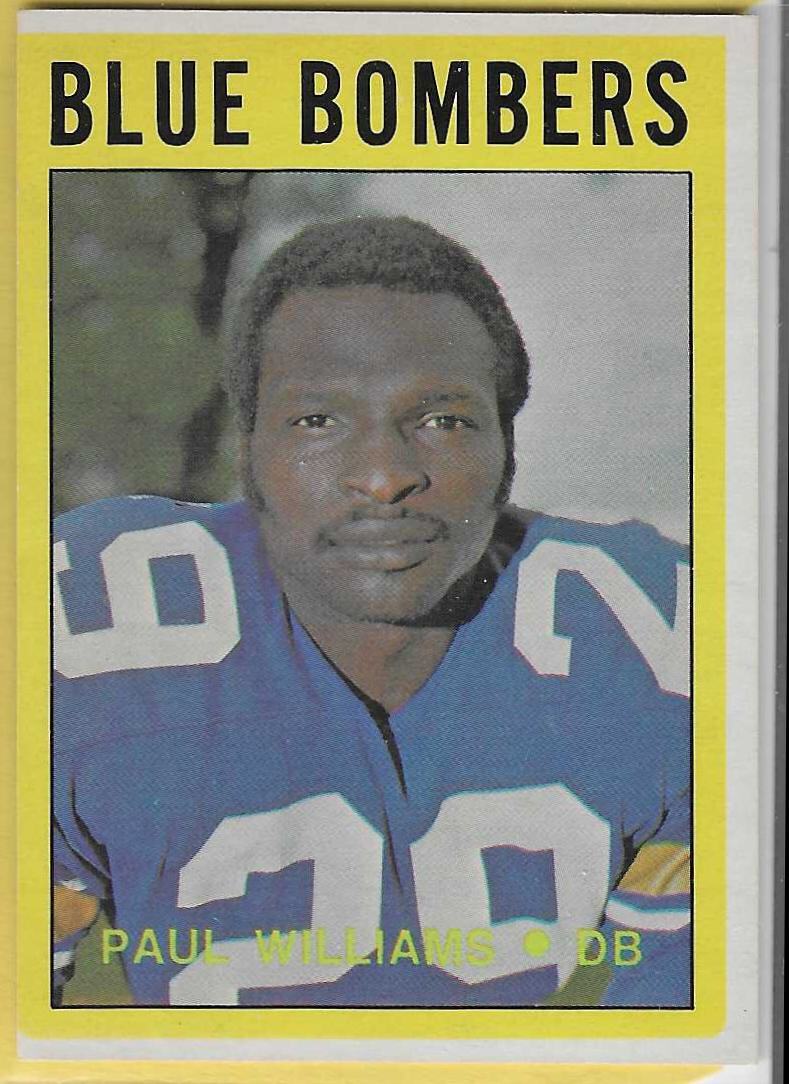 1972 Topps OPC CFL Paul Williams Blue Bombers #117 EX-NRMT
