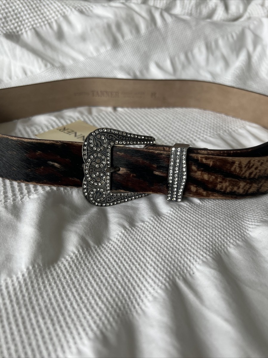 Tanner Western Rodeo Rhinestone Buckle Calf Hair Leather  display picture 1