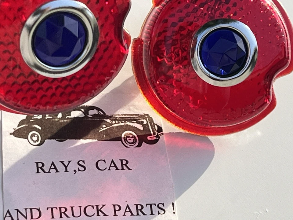 ¡NUEVO PAR DE LENTES DE PUNTO AZUL DE REPUESTO PARA EL OLDSMOBILE 1937 1938! Foto 3 de 4