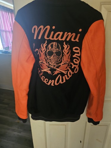 Authentic Mens RARE Nike Destroyer Jacket Miami Orange Leather SMALL $140obo - Picture 4 of 24