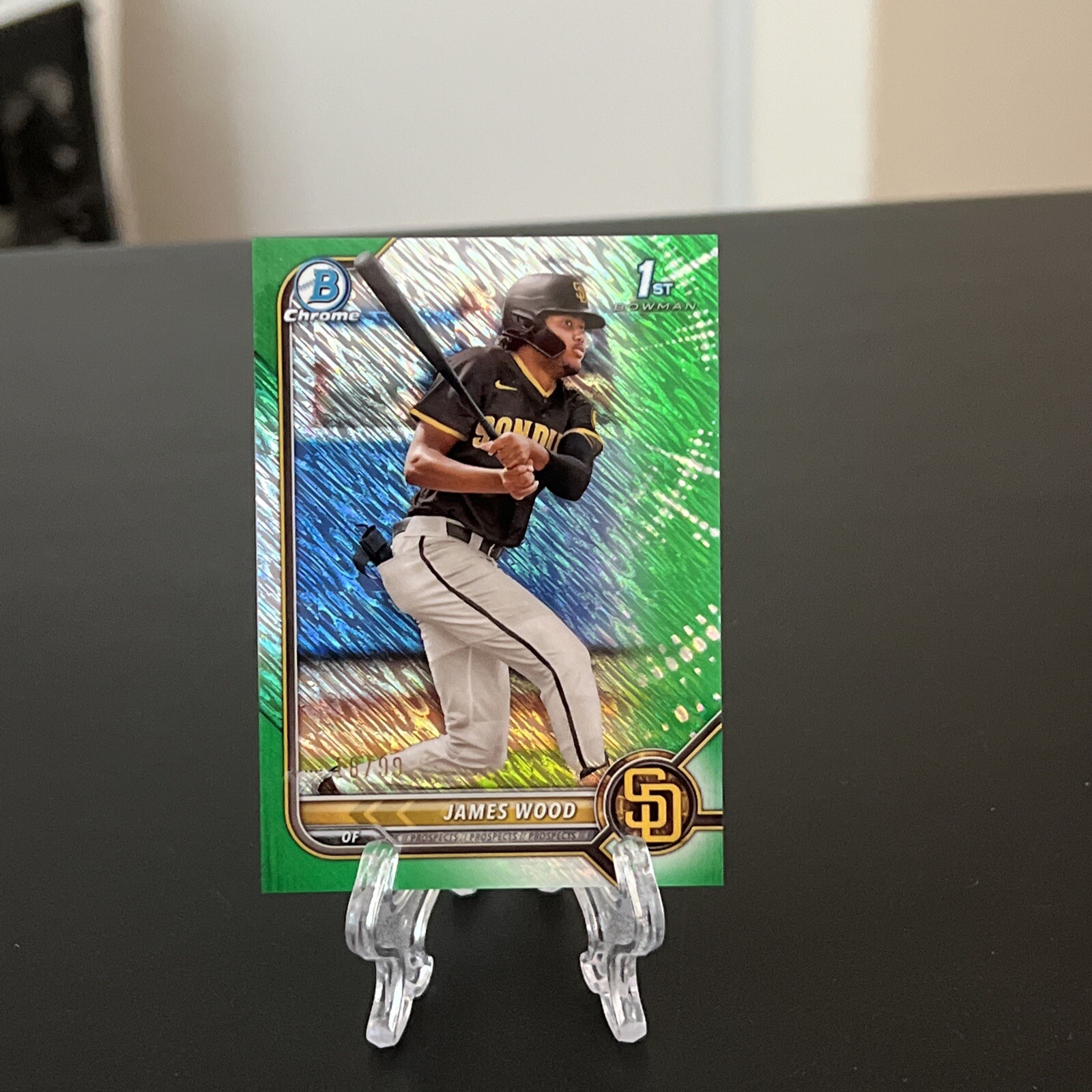 2022 Bowman Chrome Green Shimmer Refractor /99 James Wood BCP108