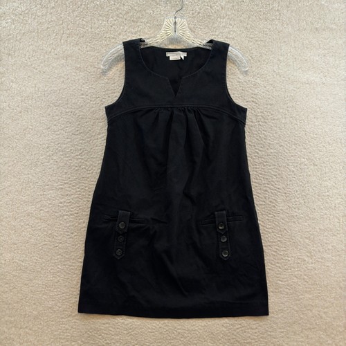 Y2K Vintage Jumper Mini Dress Small Black Shift Thick Cotton Little Black Dress - 第 1/8 張圖片