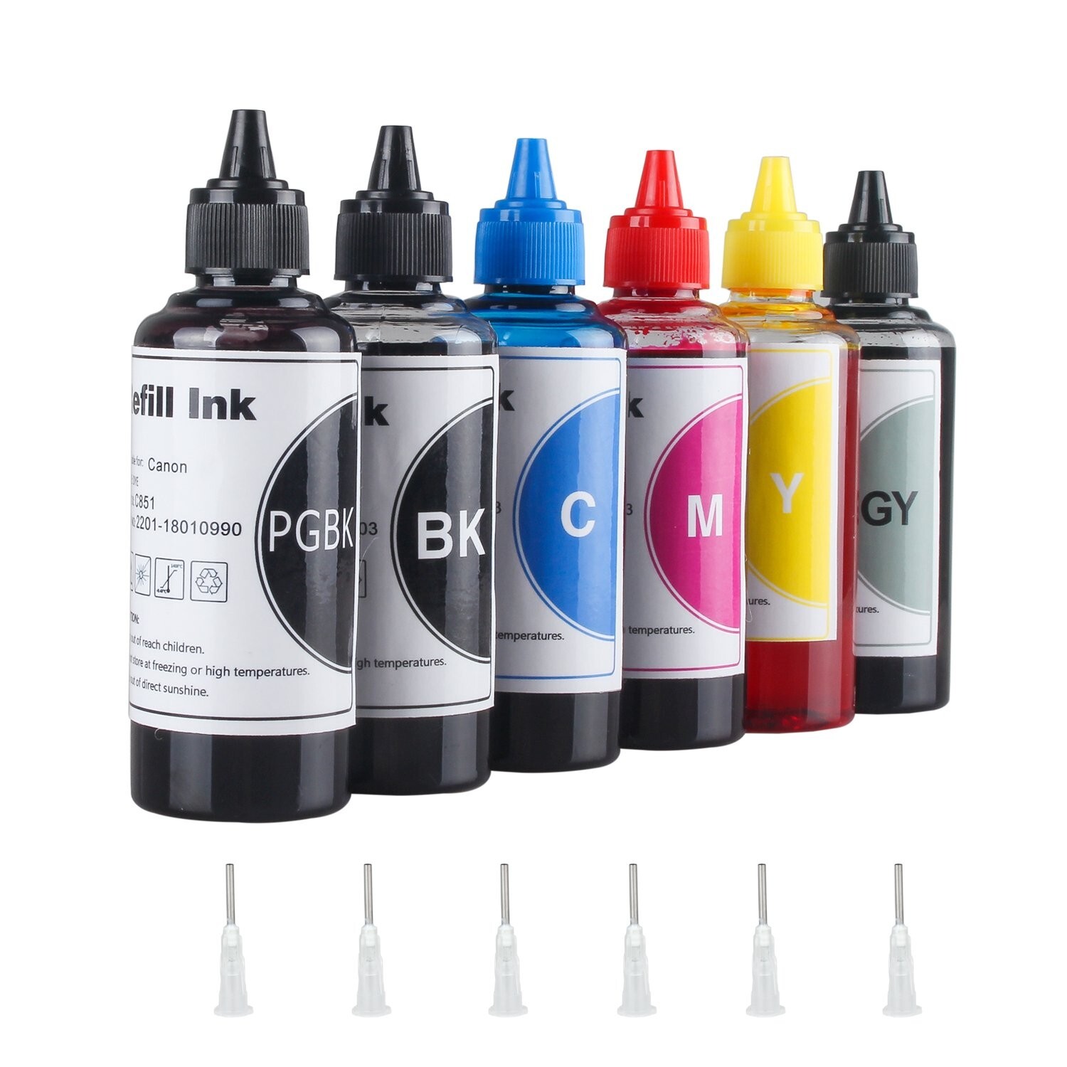 Printer Refill Ink Dye Bottles Kit for Refillable Cartridges and CISS, for PI...-image
