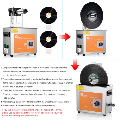 LP Vinyl Record Ultraschallreiniger Ultrasonic Cleaner Turntable Reinigungssets - Afbeelding 8 van 9