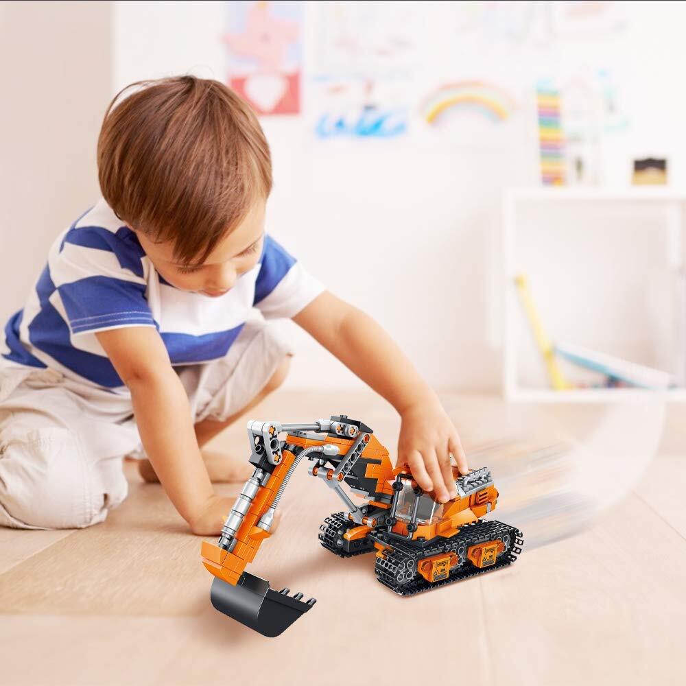 VATOS 2 in 1 Excavator & Drilling Car STEM Building Toys 513PCS for Kids Ages 6+