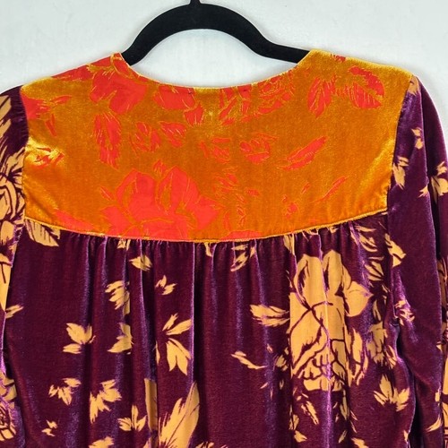 Johnny Was Women's Vida Purple Floral Burnout velvet silk blend blouse size xs - Picture 9 of 15