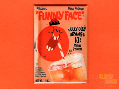 Funny Face Jolly Olly Orange art 2x3'' fridge/locker magnet Pillsbury drink mix