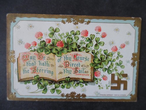 ca1910 shakespeare quote greeting postcard good luck swastika